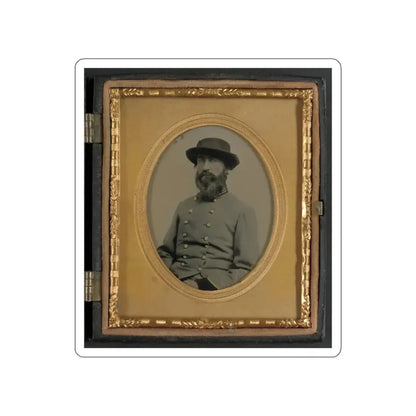 Unidentified Soldier In Confederate Captain's Uniform With Black Cuffs To Indicate That He Is A Surgeon (U.S. Civil War) STICKER Vinyl Die-Cut Decal White Die-Cut 3 Inch - The Sticker Space