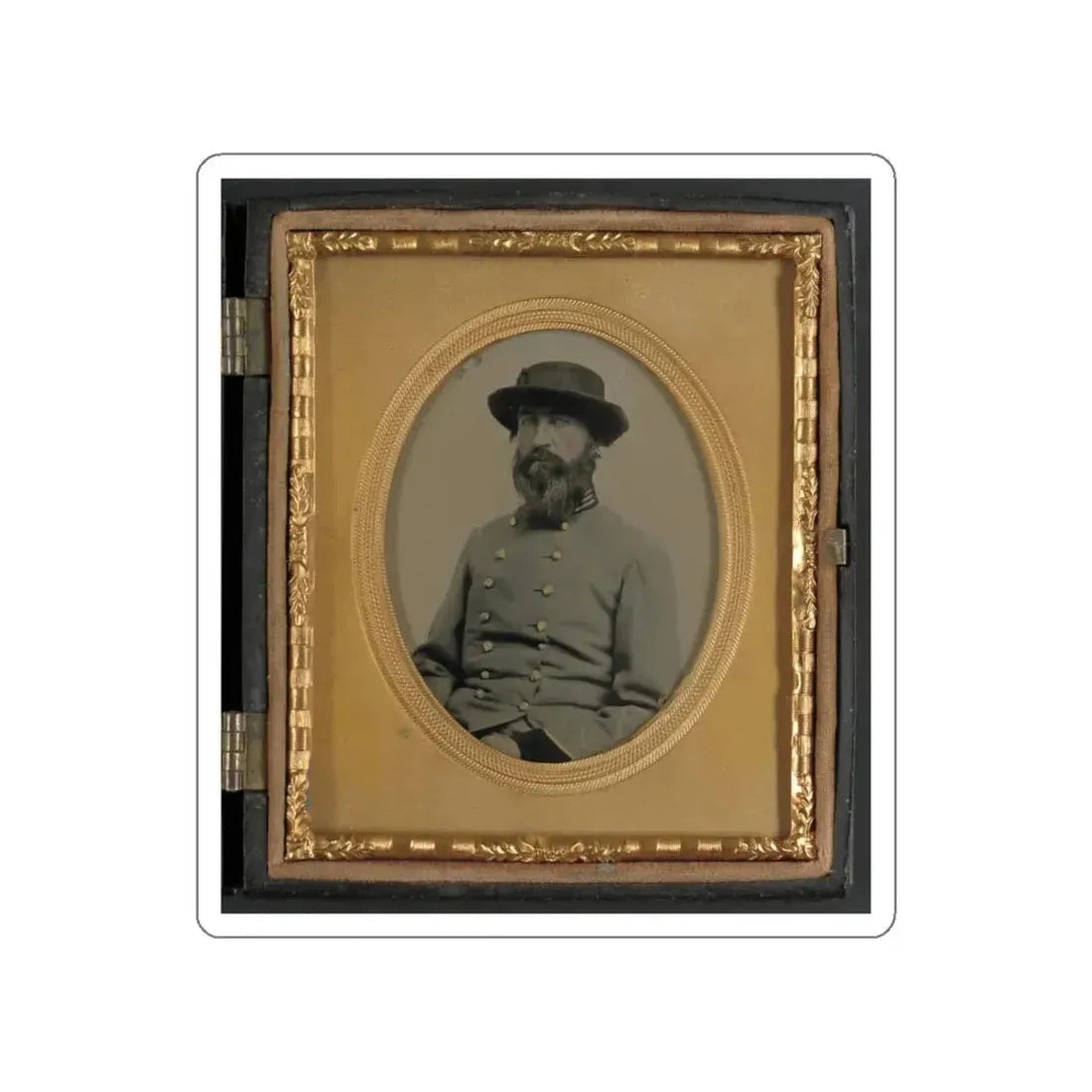 Unidentified Soldier In Confederate Captain's Uniform With Black Cuffs To Indicate That He Is A Surgeon (U.S. Civil War) STICKER Vinyl Die-Cut Decal White Die-Cut 4 Inch - The Sticker Space