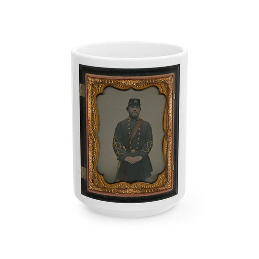 Unidentified Soldier In Confederate Captain's Uniform, Red Sash, And Kepi Marked V.V. (U.S. Civil War) White Coffee Mug-15oz-The Sticker Space