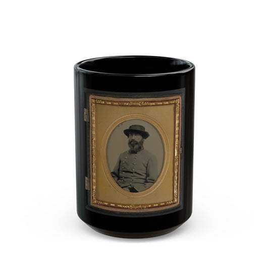 Unidentified Soldier In Confederate Captain's Uniform With Black Cuffs To Indicate That He Is A Surgeon (U.S. Civil War) Black Coffee Mug-15oz-The Sticker Space