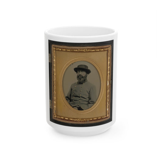 Unidentified Soldier In Confederate Captain's Uniform With Black Cuffs To Indicate That He Is A Surgeon (U.S. Civil War) White Coffee Mug-15oz-The Sticker Space