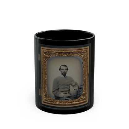 Unidentified Soldier In Confederate Double-Breasted Frock Coat With Single Row Of Braid Denoting The Rank Of Lieutenant (U.S. Civil War) Black Coffee Mug-11oz-The Sticker Space