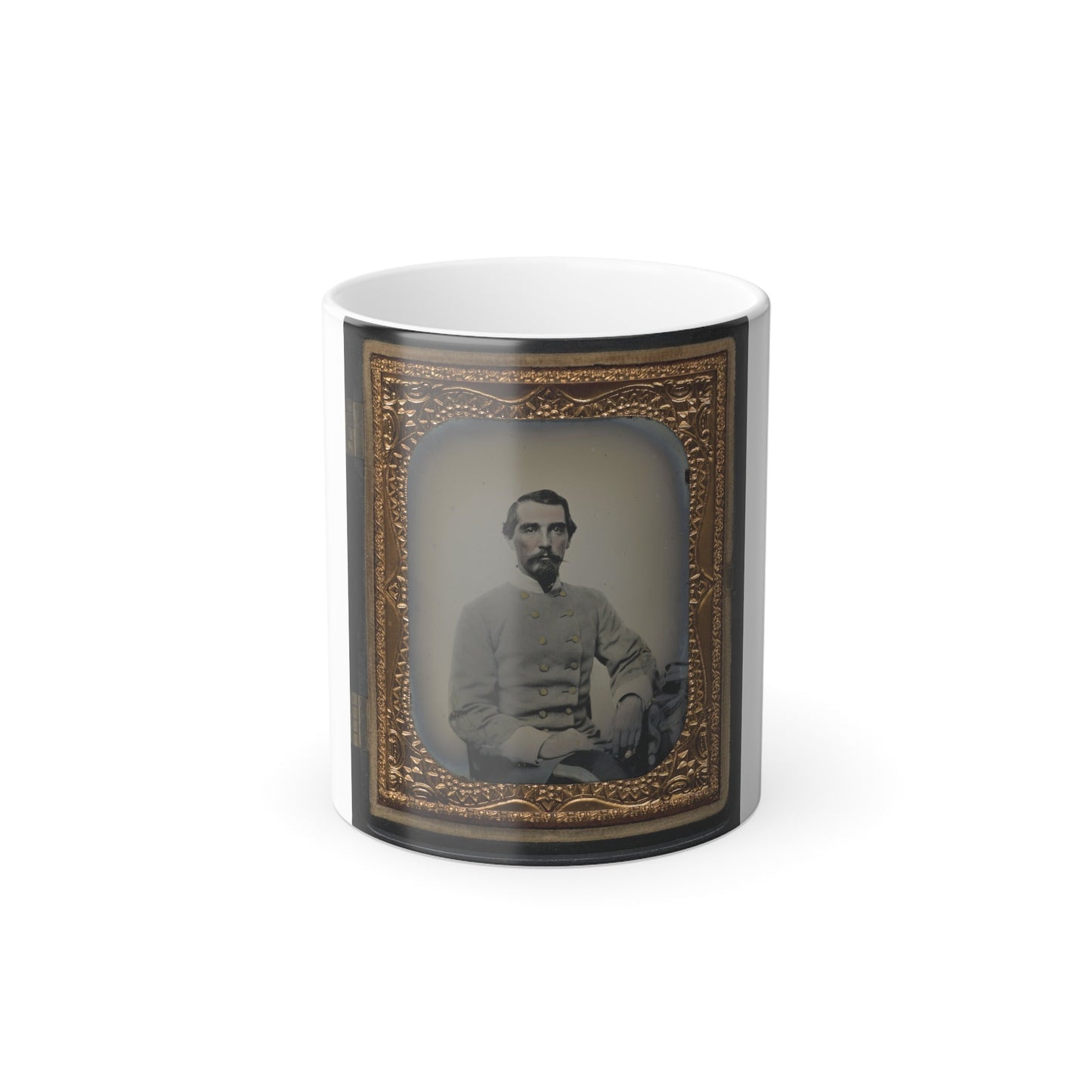 Unidentified Soldier in Confederate Double-Breasted Frock Coat With Single Row of Braid Denoting the Rank of Lieutenant (U.S. Civil War) Color Morphing Mug 11oz-11oz-The Sticker Space