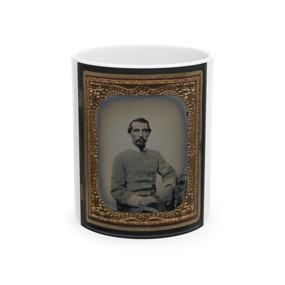 Unidentified Soldier In Confederate Double-Breasted Frock Coat With Single Row Of Braid Denoting The Rank Of Lieutenant (U.S. Civil War) White Coffee Mug-11oz-The Sticker Space