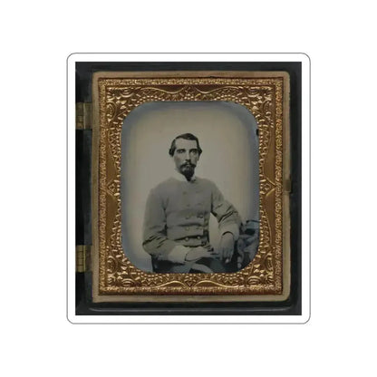 Unidentified Soldier In Confederate Double-Breasted Frock Coat With Single Row Of Braid Denoting The Rank Of Lieutenant (U.S. Civil War) STICKER Vinyl Die-Cut Decal White Die-Cut 3 Inch - The Sticker Space