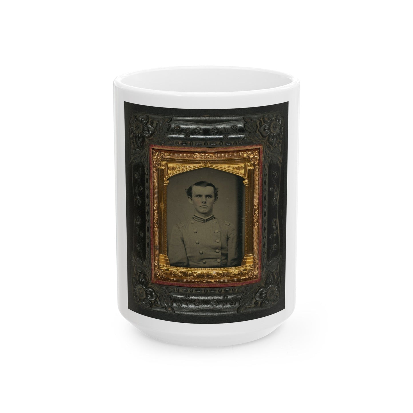 Unidentified Soldier In Confederate First Lieutentant Frock Coat (U.S. Civil War) White Coffee Mug-15oz-The Sticker Space