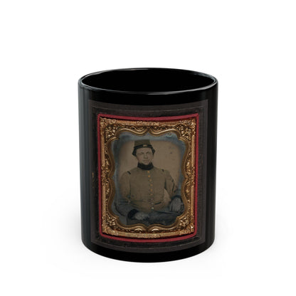 Unidentified Soldier In Confederate Frock Coat And Kepi (U.S. Civil War) Black Coffee Mug-11oz-The Sticker Space