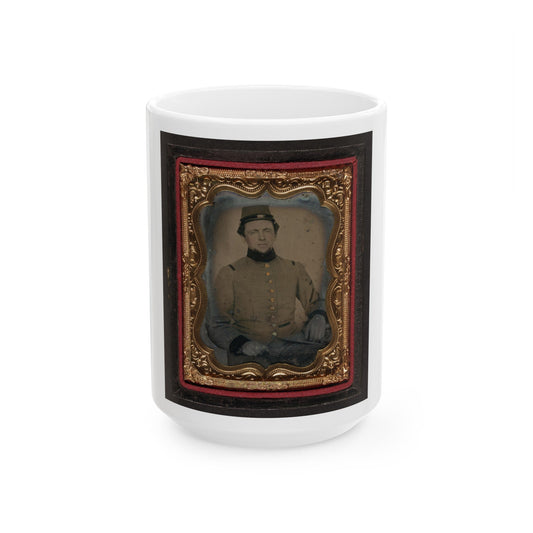 Unidentified Soldier In Confederate Frock Coat And Kepi (U.S. Civil War) White Coffee Mug-15oz-The Sticker Space