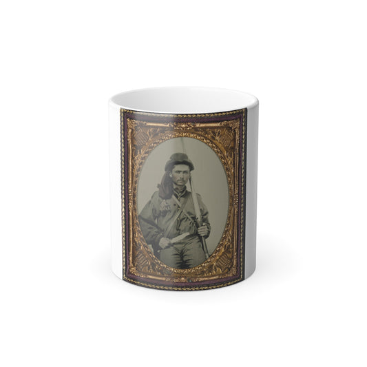 Unidentified Soldier in Confederate Infantry Uniform With Musket and Bowie Knife (U.S. Civil War) Color Morphing Mug 11oz-11oz-The Sticker Space