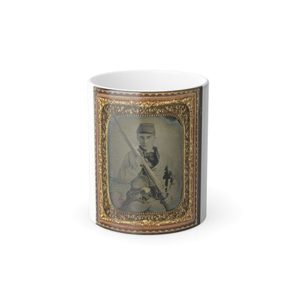 Unidentified Soldier in Confederate Infantry Uniform With Musket and Brass Framed Revolver (U.S. Civil War) Color Morphing Mug 11oz-11oz-The Sticker Space