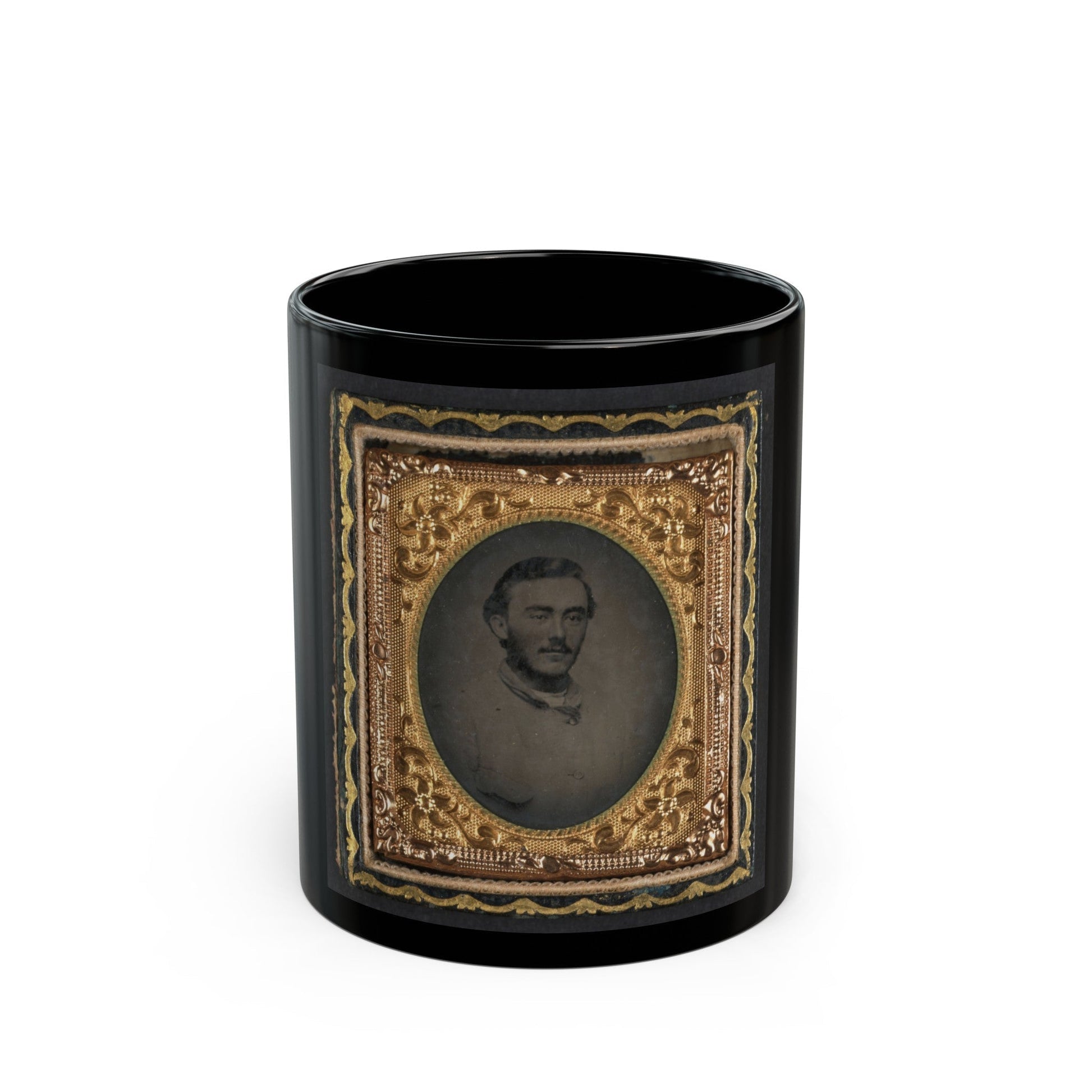 Unidentified Soldier In Confederate Jacket (U.S. Civil War) Black Coffee Mug-11oz-The Sticker Space