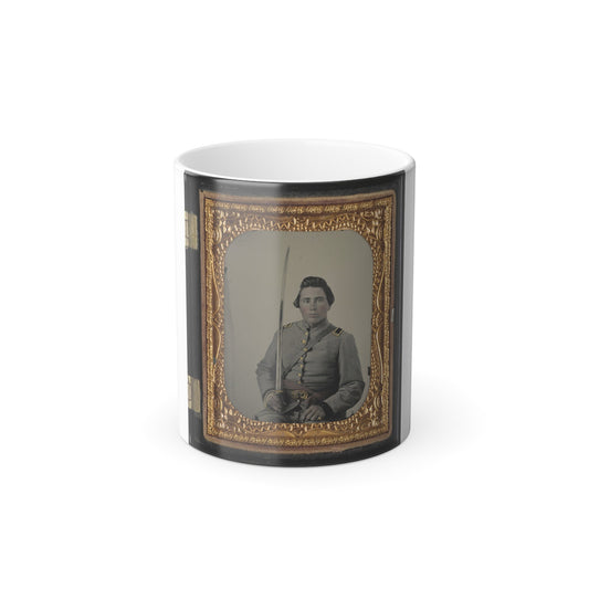 Unidentified Soldier in Confederate Lieutenant Uniform and Cs Belt Buckle With Cavalry Sword (U.S. Civil War) Color Morphing Mug 11oz-11oz-The Sticker Space