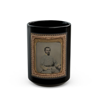 Unidentified Soldier In Confederate Lieutenant's Uniform And Eagle Belt Plate (1) (U.S. Civil War) Black Coffee Mug-15oz-The Sticker Space