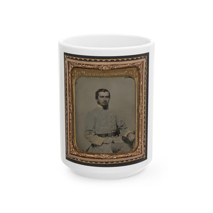 Unidentified Soldier In Confederate Lieutenant's Uniform And Eagle Belt Plate (1) (U.S. Civil War) White Coffee Mug-15oz-The Sticker Space