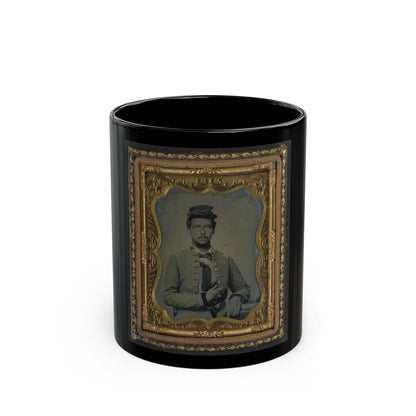 Unidentified Soldier In Confederate Major's Uniform (U.S. Civil War) Black Coffee Mug-11oz-The Sticker Space