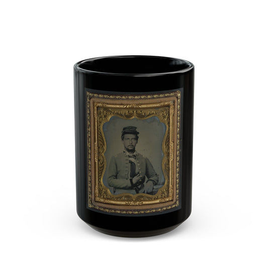 Unidentified Soldier In Confederate Major's Uniform (U.S. Civil War) Black Coffee Mug-15oz-The Sticker Space