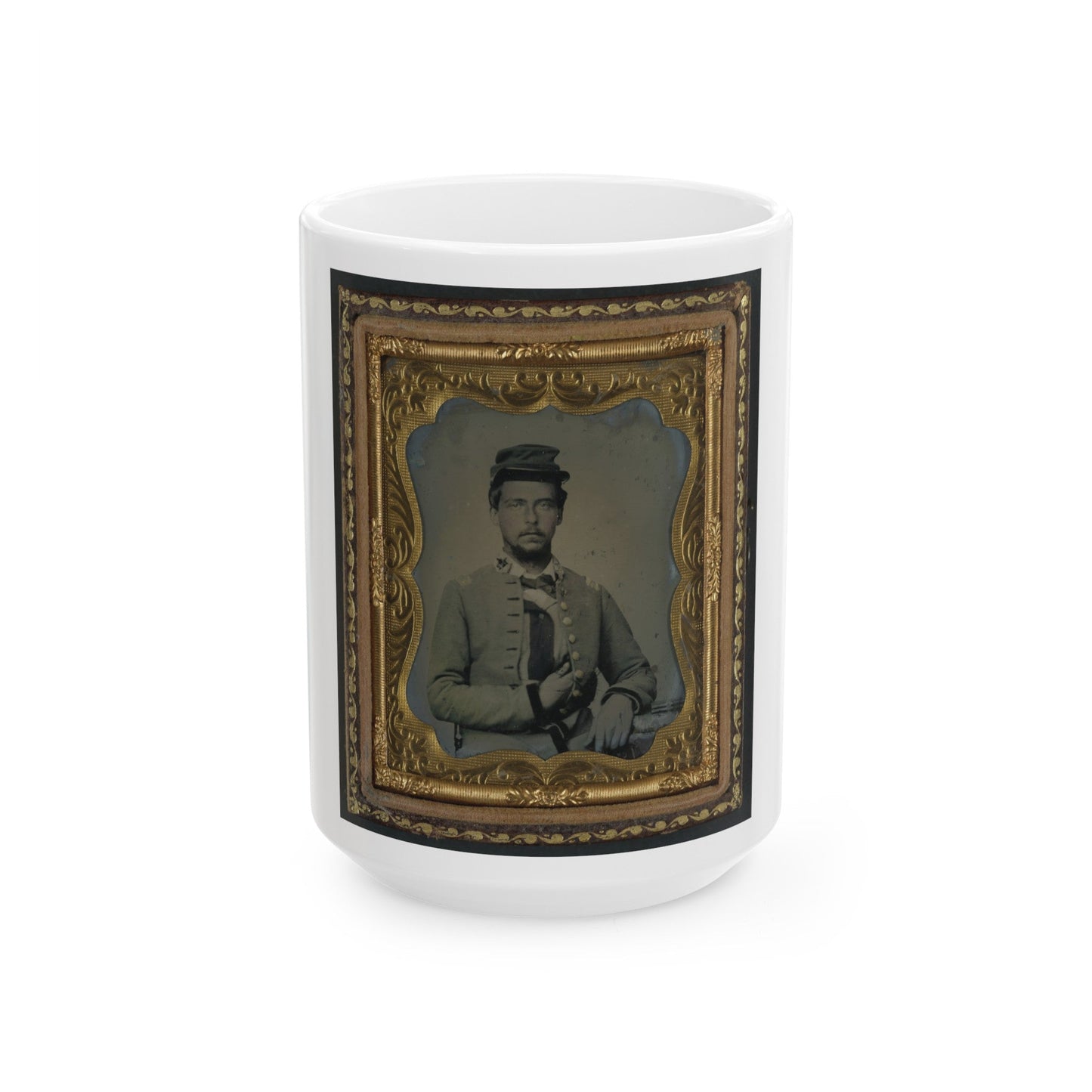 Unidentified Soldier In Confederate Major's Uniform (U.S. Civil War) White Coffee Mug-15oz-The Sticker Space