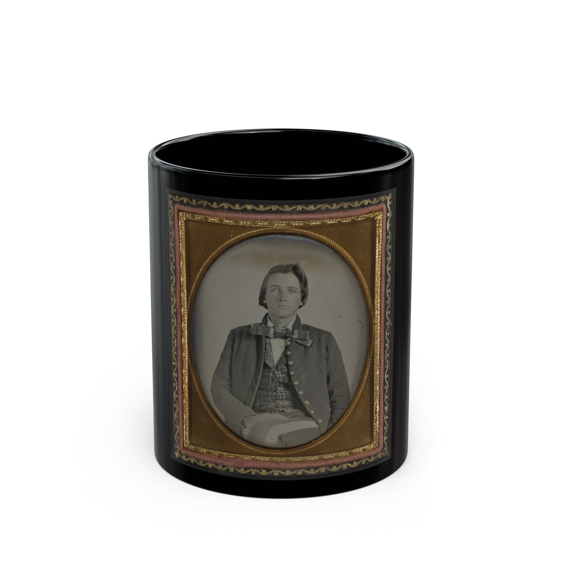 Unidentified Soldier In Confederate Nine-Button Frock Coat (U.S. Civil War) Black Coffee Mug-11oz-The Sticker Space