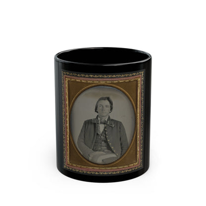 Unidentified Soldier In Confederate Nine-Button Frock Coat (U.S. Civil War) Black Coffee Mug-11oz-The Sticker Space