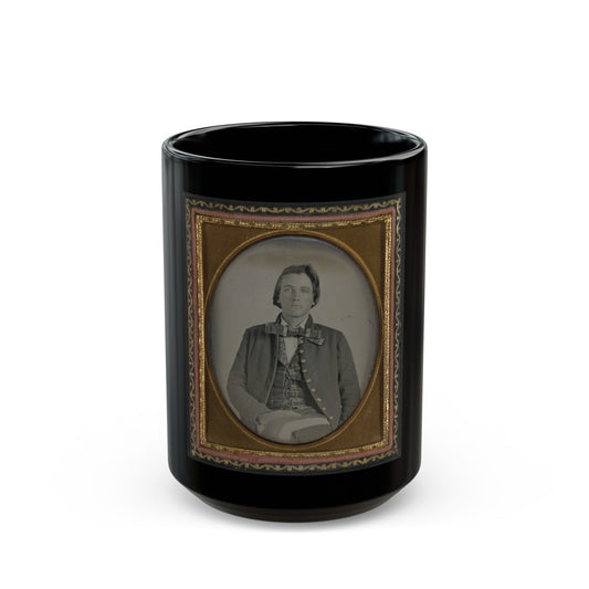 Unidentified Soldier In Confederate Nine-Button Frock Coat (U.S. Civil War) Black Coffee Mug-15oz-The Sticker Space