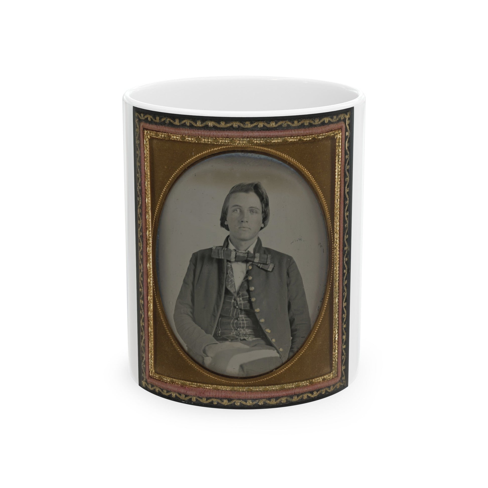 Unidentified Soldier In Confederate Nine-Button Frock Coat (U.S. Civil War) White Coffee Mug-11oz-The Sticker Space