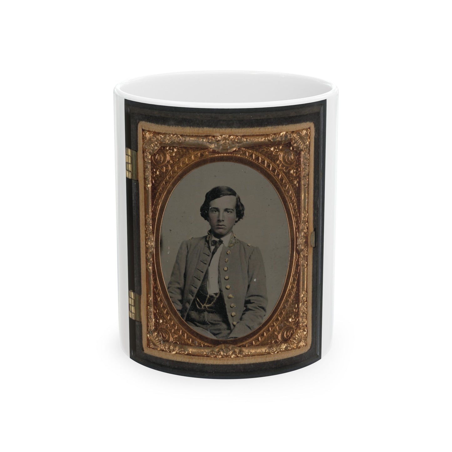 Unidentified Soldier In Confederate Nine-Button Frock Coat(2) (U.S. Civil War) White Coffee Mug-11oz-The Sticker Space