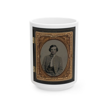 Unidentified Soldier In Confederate Nine-Button Frock Coat(2) (U.S. Civil War) White Coffee Mug-15oz-The Sticker Space