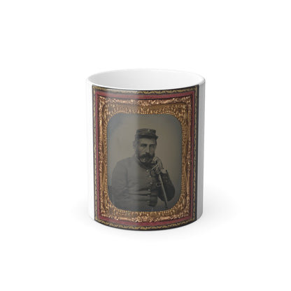 Unidentified Soldier in Confederate Sargeant's Uniform and Company B Hat With Saber (U.S. Civil War) Color Morphing Mug 11oz-11oz-The Sticker Space