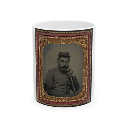 Unidentified Soldier In Confederate Sargeant's Uniform And Company B Hat With Saber (U.S. Civil War) White Coffee Mug-11oz-The Sticker Space