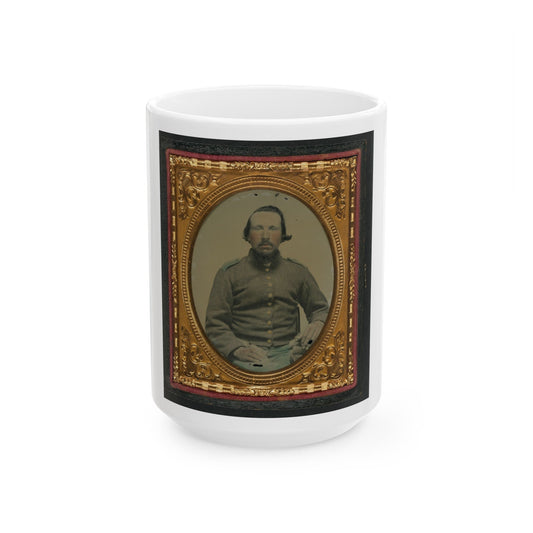 Unidentified Soldier In Confederate Shell Jacket 001 (U.S. Civil War) White Coffee Mug-15oz-The Sticker Space