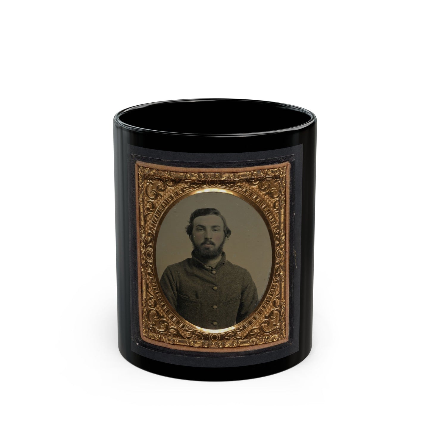 Unidentified Soldier In Confederate Shell Jacket 002 (U.S. Civil War) Black Coffee Mug-11oz-The Sticker Space