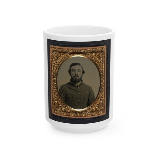 Unidentified Soldier In Confederate Shell Jacket 002 (U.S. Civil War) White Coffee Mug-15oz-The Sticker Space