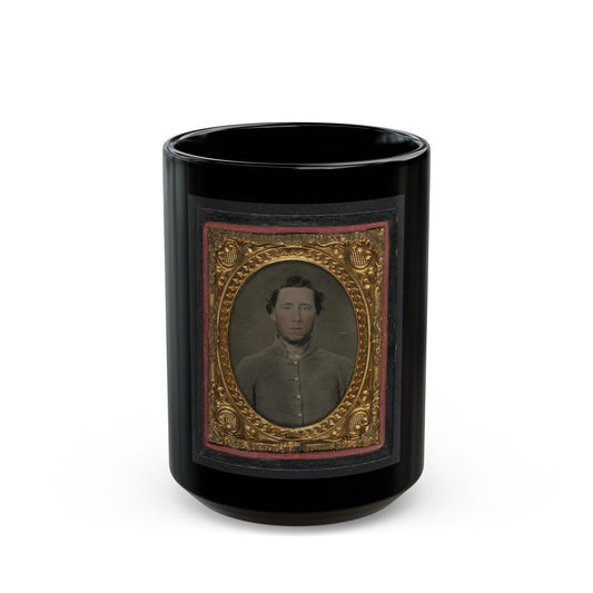 Unidentified Soldier In Confederate Shell Jacket 003 (U.S. Civil War) Black Coffee Mug-15oz-The Sticker Space