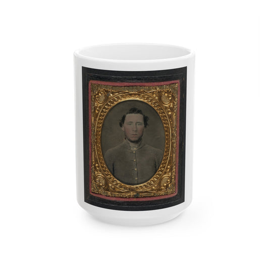 Unidentified Soldier In Confederate Shell Jacket 003 (U.S. Civil War) White Coffee Mug-15oz-The Sticker Space