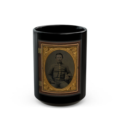 Unidentified Soldier In Confederate Shell Jacket With Fringed Pockets (U.S. Civil War) Black Coffee Mug-15oz-The Sticker Space