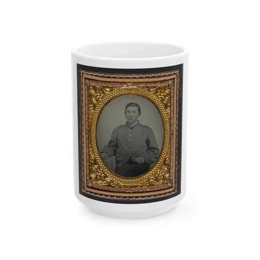 Unidentified Soldier In Confederate Shell Jacket With I Buttons (U.S. Civil War) White Coffee Mug-15oz-The Sticker Space