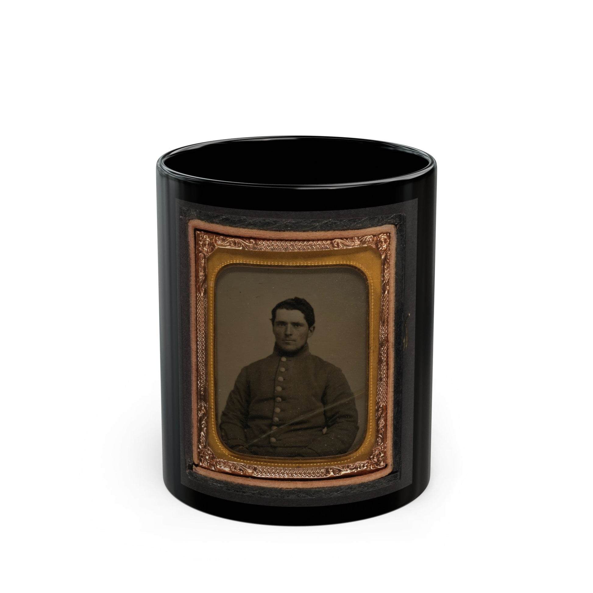 Unidentified Soldier In Confederate Shell Jacket(2) (U.S. Civil War) Black Coffee Mug-11oz-The Sticker Space