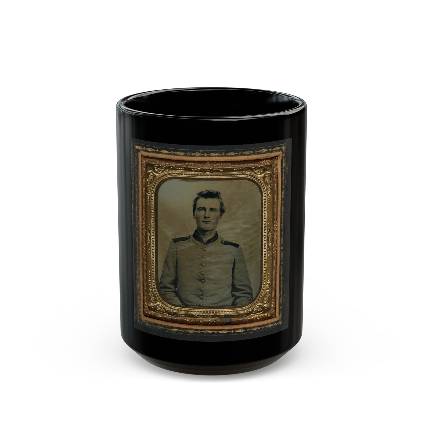 Unidentified Soldier In Confederate Uniform 001 (U.S. Civil War) Black Coffee Mug-15oz-The Sticker Space