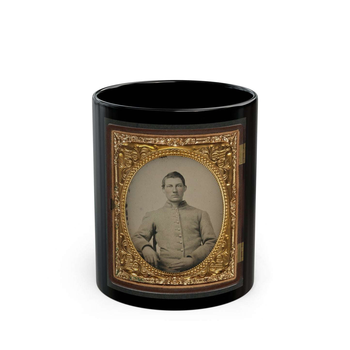 Unidentified Soldier In Confederate Uniform 001(2) (U.S. Civil War) Black Coffee Mug-11oz-The Sticker Space