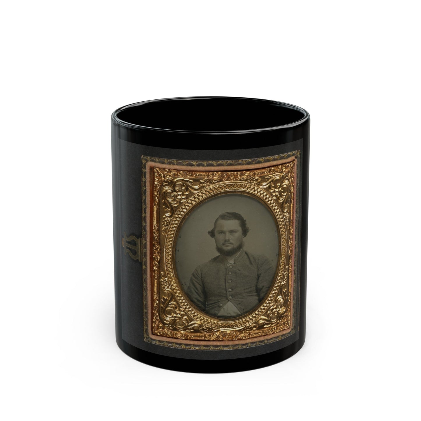 Unidentified Soldier In Confederate Uniform 002 (U.S. Civil War) Black Coffee Mug-11oz-The Sticker Space