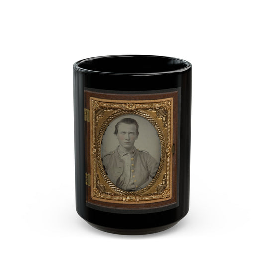 Unidentified Soldier In Confederate Uniform 003 (U.S. Civil War) Black Coffee Mug-15oz-The Sticker Space