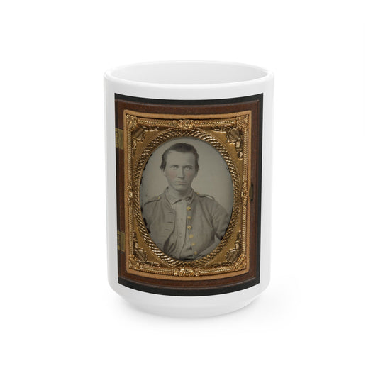 Unidentified Soldier In Confederate Uniform 003 (U.S. Civil War) White Coffee Mug-15oz-The Sticker Space