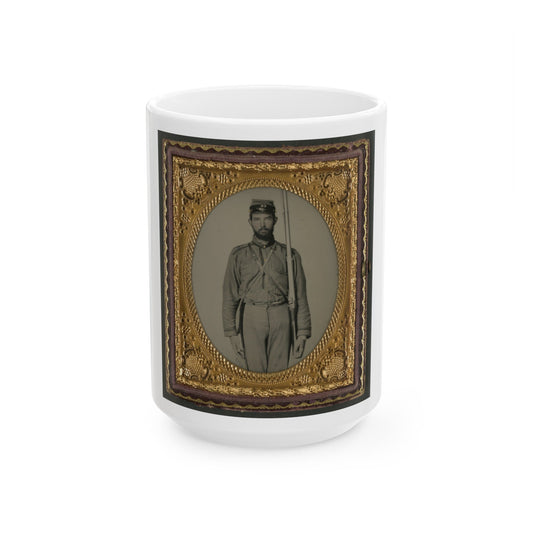 Unidentified Soldier In Confederate Uniform And Craig's Rifles, Or 28th Virginia Infantry Regiment, Kepi With Musket (U.S. Civil War) White Coffee Mug-15oz-The Sticker Space