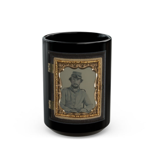 Unidentified Soldier In Confederate Uniform And Crescent City Guards Of New Orleans Kepi (U.S. Civil War) Black Coffee Mug-15oz-The Sticker Space