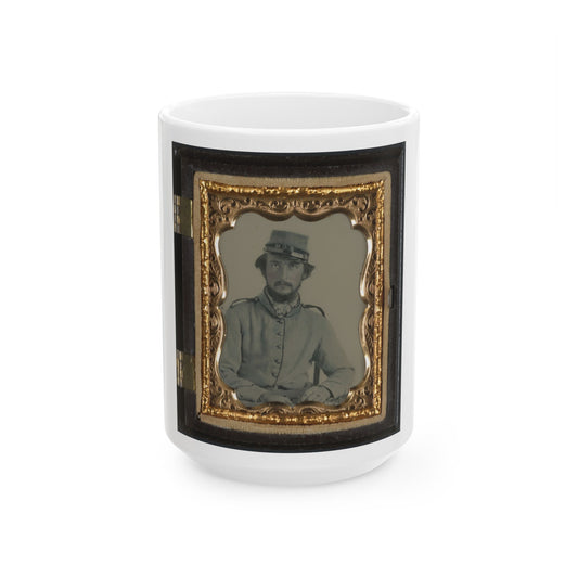 Unidentified Soldier In Confederate Uniform And Crescent City Guards Of New Orleans Kepi (U.S. Civil War) White Coffee Mug-15oz-The Sticker Space