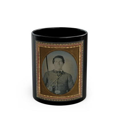 Unidentified Soldier In Confederate Uniform And Cs Belt Plate With Sabre (U.S. Civil War) Black Coffee Mug-11oz-The Sticker Space