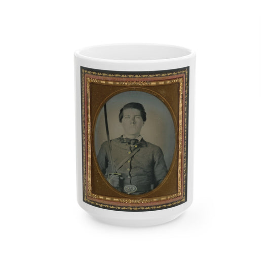 Unidentified Soldier In Confederate Uniform And Cs Belt Plate With Sabre (U.S. Civil War) White Coffee Mug-15oz-The Sticker Space