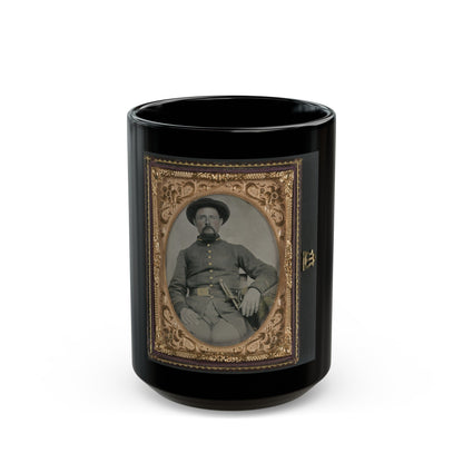 Unidentified Soldier In Confederate Uniform And Derby Hat With Sword (U.S. Civil War) Black Coffee Mug-15oz-The Sticker Space