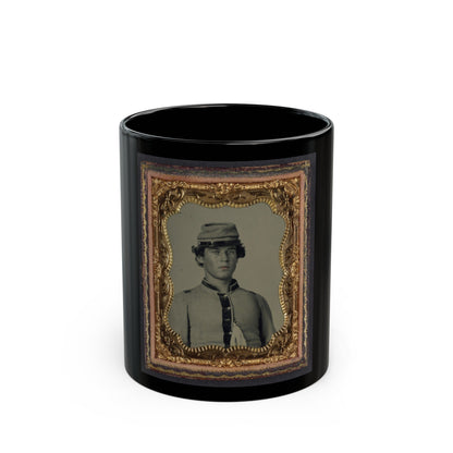 Unidentified Soldier In Confederate Uniform And Forage Cap (U.S. Civil War) Black Coffee Mug-11oz-The Sticker Space