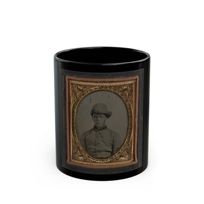 Unidentified Soldier In Confederate Uniform And Hardee Hat (U.S. Civil War) Black Coffee Mug-11oz-The Sticker Space